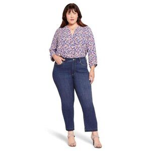 NYDJ Marilyn Straight Sure Stretch Raw Hem‎ Dark Wash Plus Size Comfort Bo-Ho 16